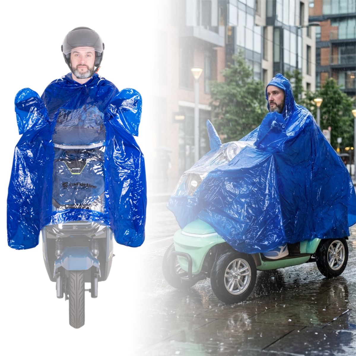 Regnponcho til elektrisk mobilitetsscooter og scooter