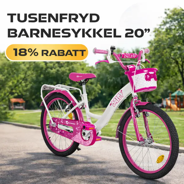 barnesykkel tusenfryd 20 tommer rosa sykkel
